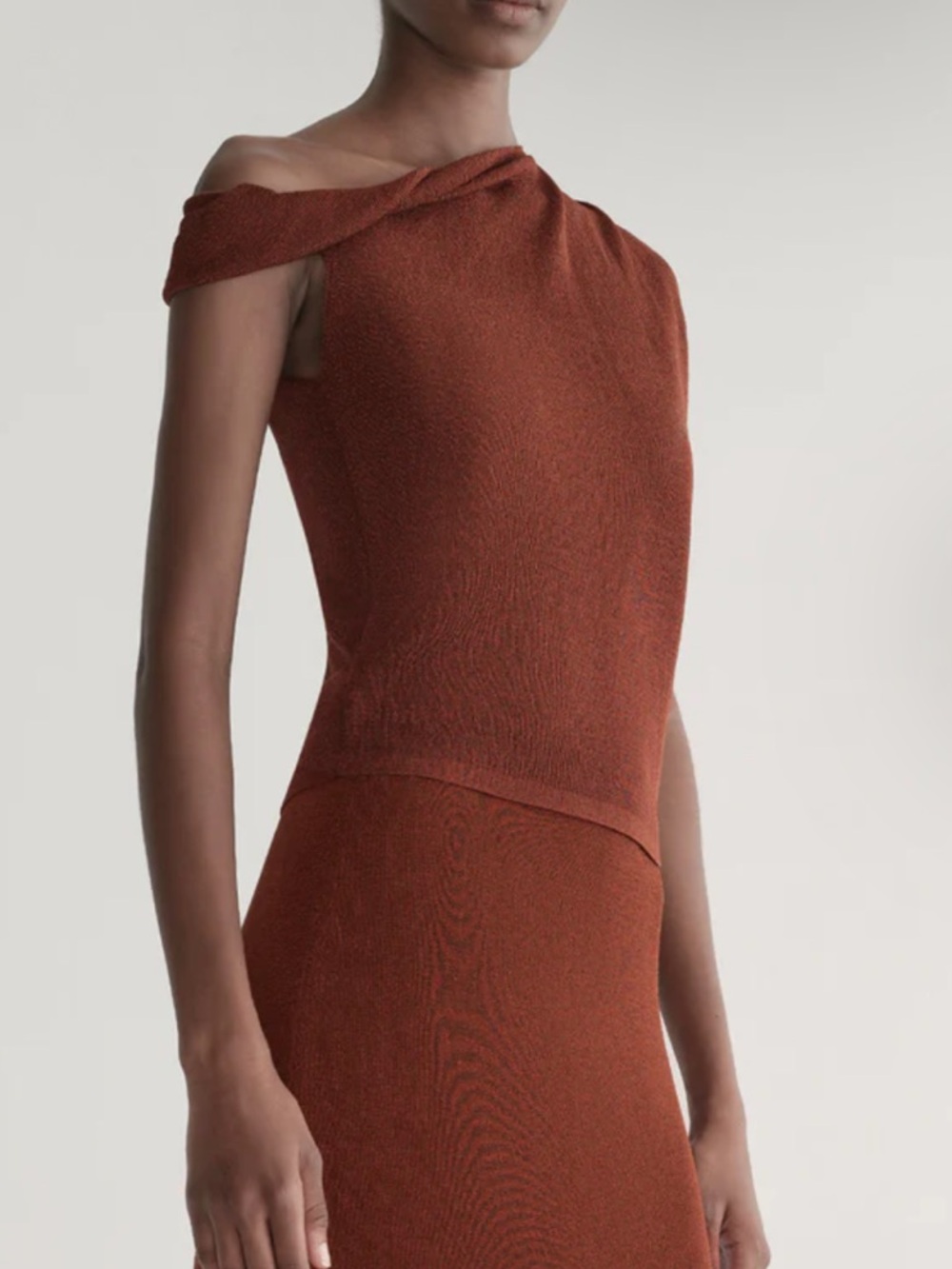 Alc Rust Mona Metallic Knit Asymmetric Top